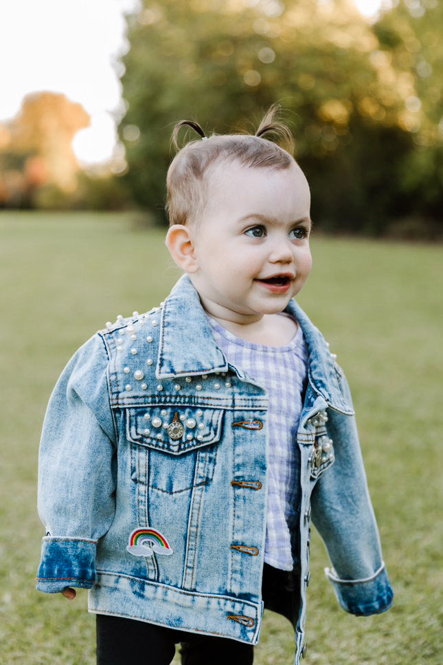 Custom Pearl Embellished Denim Jacket