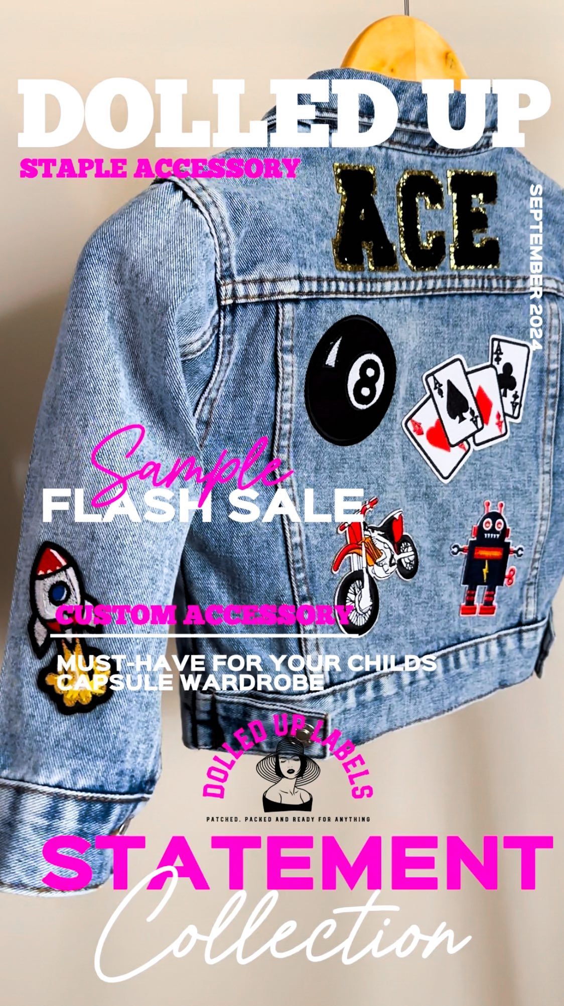 SAMPLE SALE - Custom Denim Jacket with 5 patches